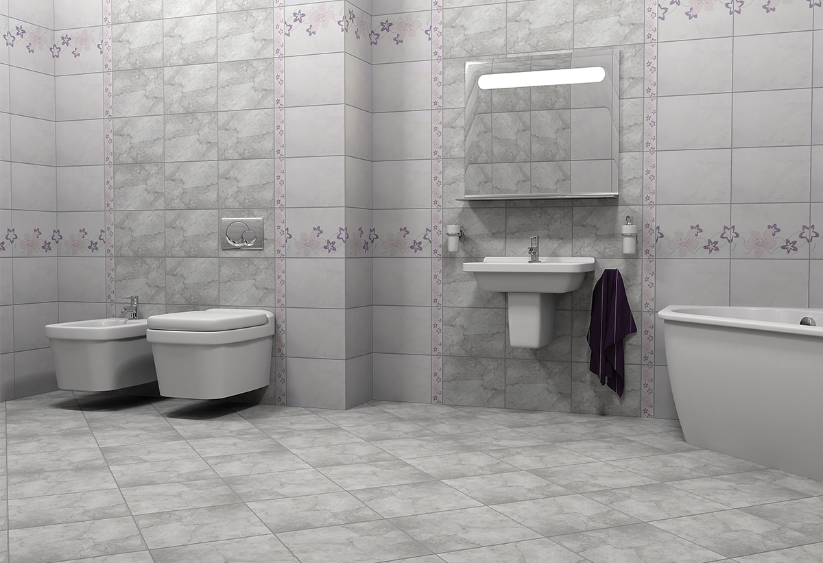 Απεικονίζεται το πλακάκι τοποθετημένο σε ένα μπάνιο.