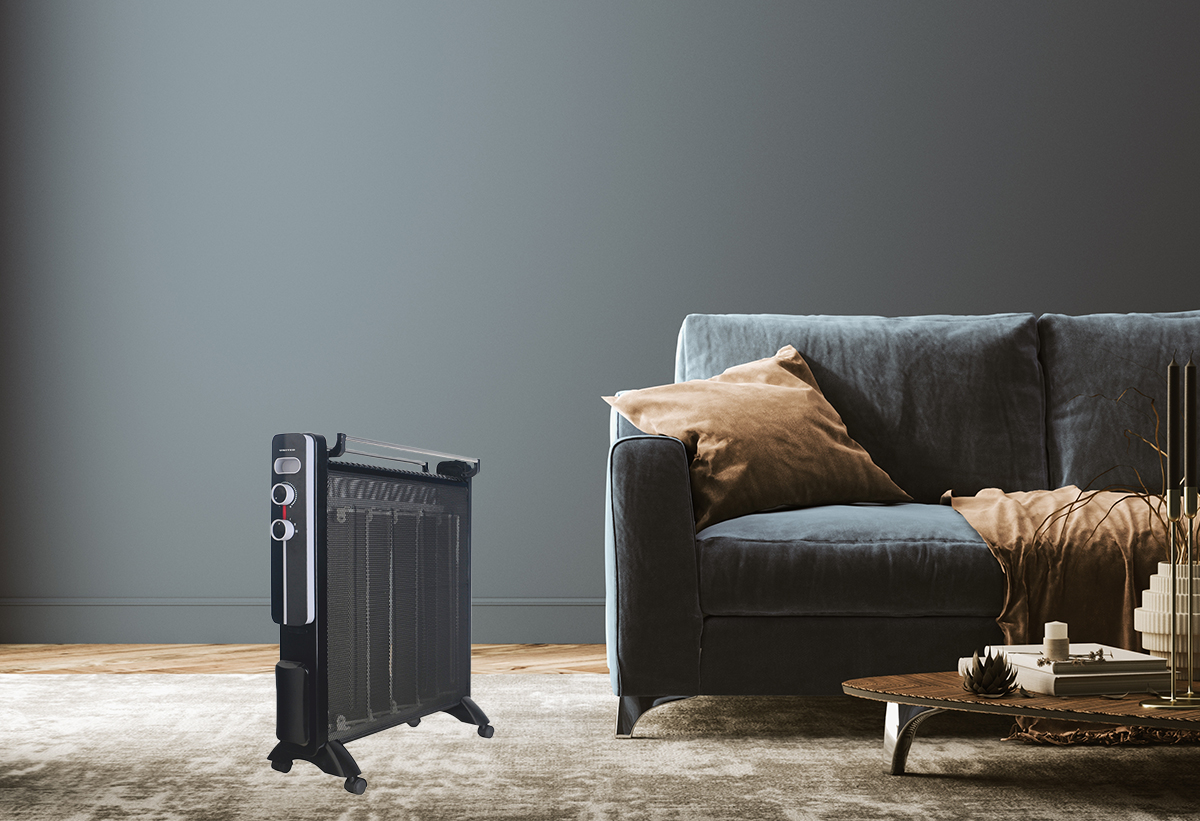 Στην εικόνα απεικονίζεται το θερμαντικό πάνελ Mica MPH-20035 τοποθετημένο σε ένα σαλόνι.