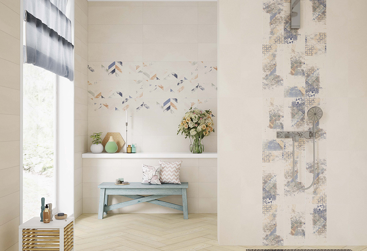 Απεικονίζεται το ντεκόρ τοποθετημένο σε ένα μπάνιο.