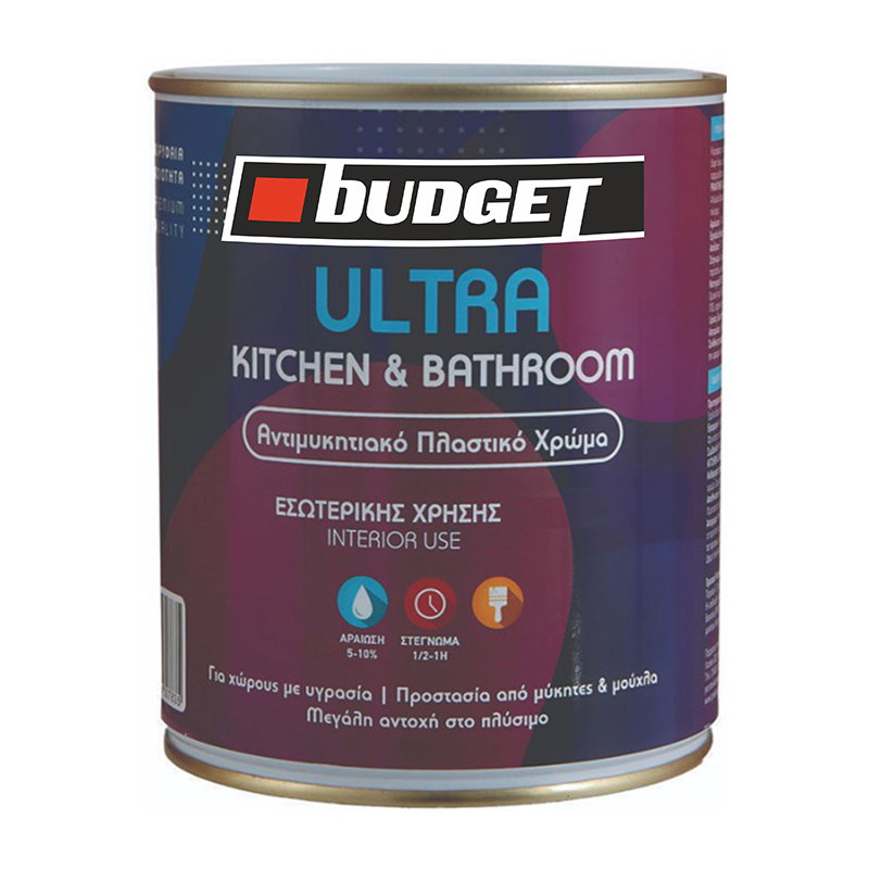 Χρώμα Πλαστικό Budget Ultra Kitchen&Bathroom Λευκό 750ml