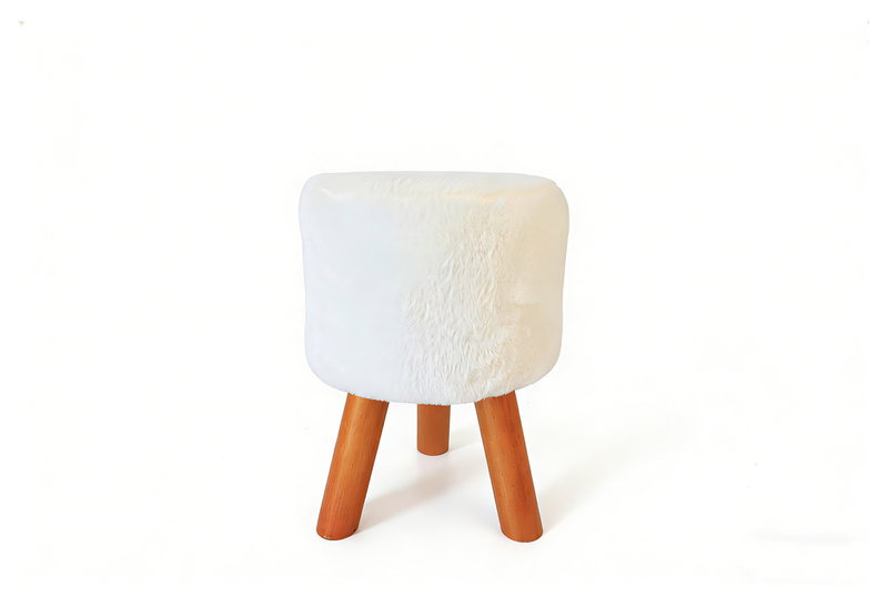 Σκαμπό Rowena Fluffy Φ32x45cm Λευκό