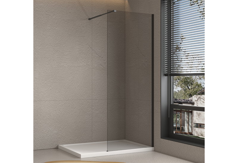 Σταθερό Τζάμι Walk-In Kadda 6mm 80x200cm Φιμέ με Μαύρο Προφίλ