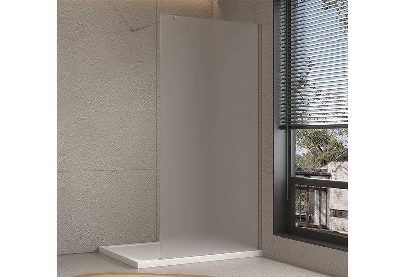 Σταθερό Τζάμι Walk-In Kadda 6mm 100x200cm Αμμοβολή με Χρωμέ Προφίλ