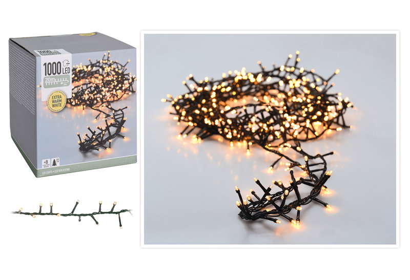 Χριστουγεννιάτικα Λαμπάκια Ρεύματος Inline 1000LED Extra Θερμό Λευκό