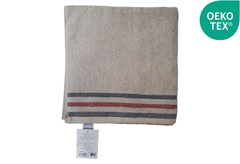 Πετσέτα Σώματος Caressa 140x70cm Μπεζ Stripes
