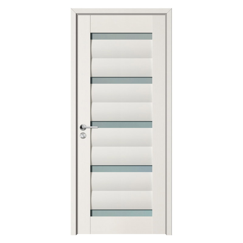 Πόρτα Εσωτερική με Κάσα MDF G1 Αναστρέψιμη Π68xΥ203cm Κρεμ Malaga Διπλό Περβάζι με Τζάμι