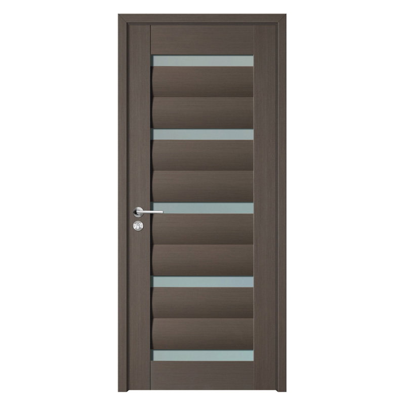 Πόρτα Εσωτερική με Κάσα MDF G1 Αναστρέψιμη Π68xΥ203cm Γκρι Malaga Διπλό Περβάζι με Τζάμι