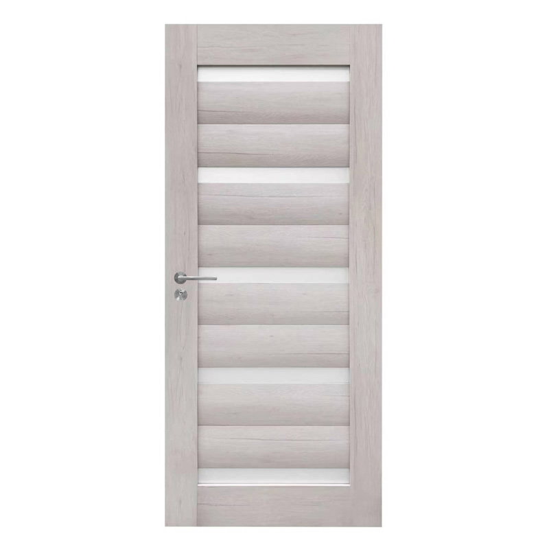 Πόρτα Εσωτερική με Κάσα MDF G1 Αναστρέψιμη Π78xΥ203cm Μπεζ Malaga Διπλό Περβάζι με Τζάμι