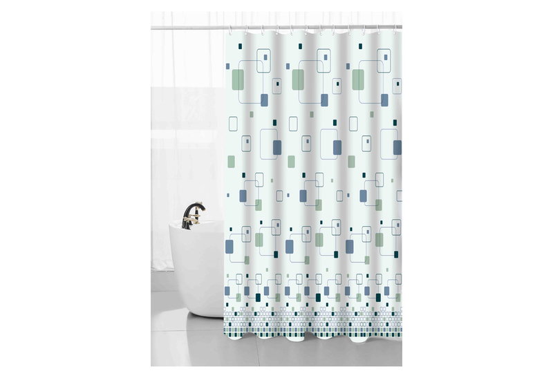 Κουρτίνα Μπάνιου Ionion Eva 180x180cm Green Squares