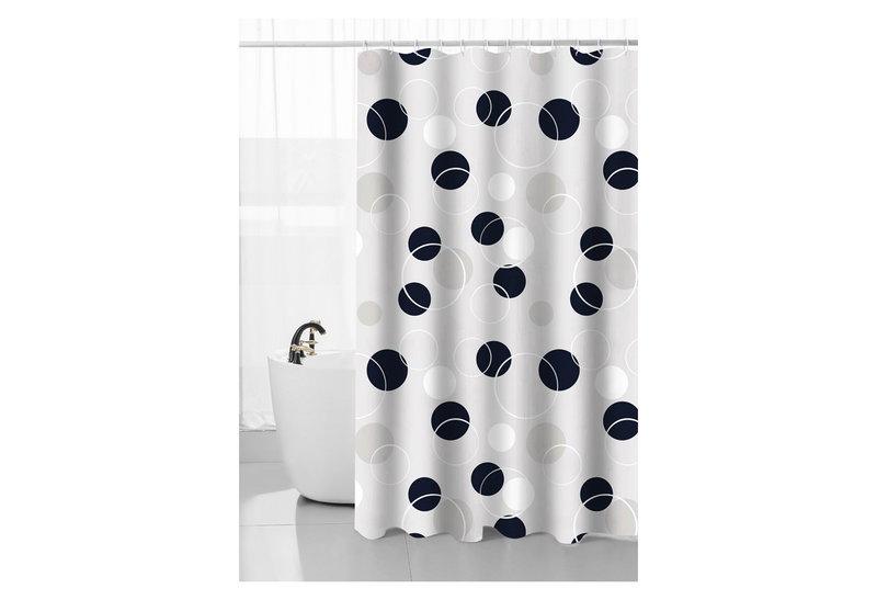 Κουρτίνα Μπάνιου Ionion Eva 180x180cm Black Circles