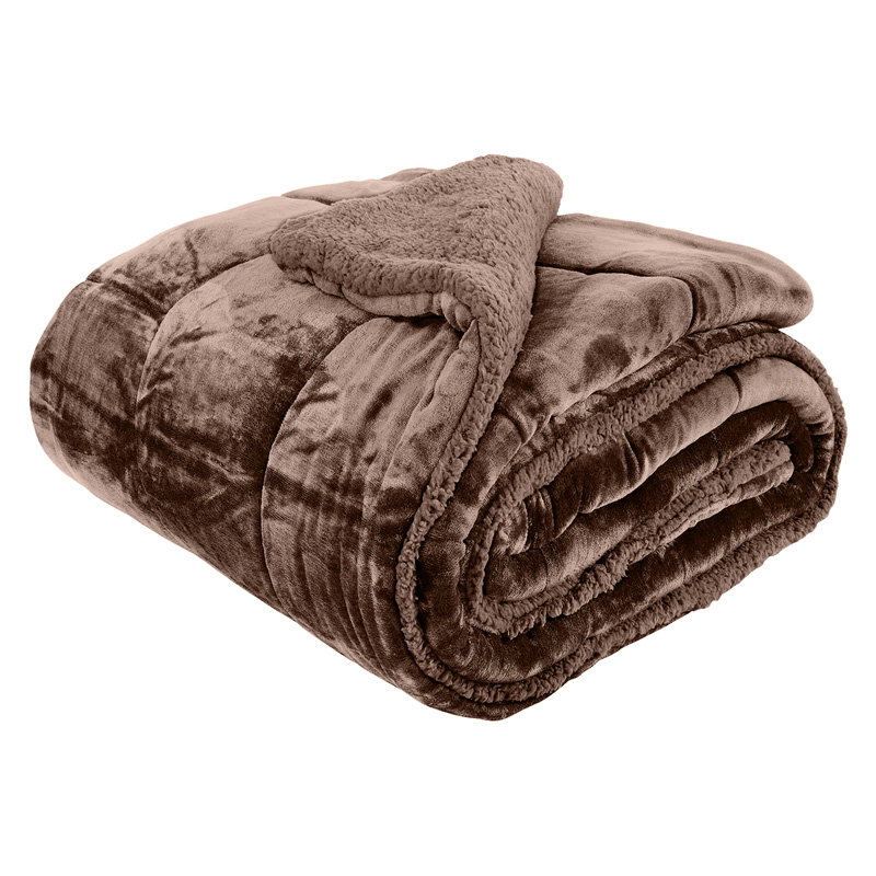Κουβερτοπάπλωμα Μονό Ionion Flannel Sherpa 230x160cm Dark Beige
