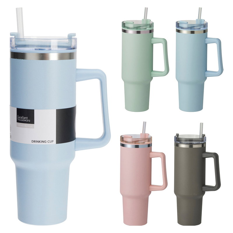 Ποτήρι Θερμός 1200ml με Καλαμάκι σε 4 Αποχρώσεις