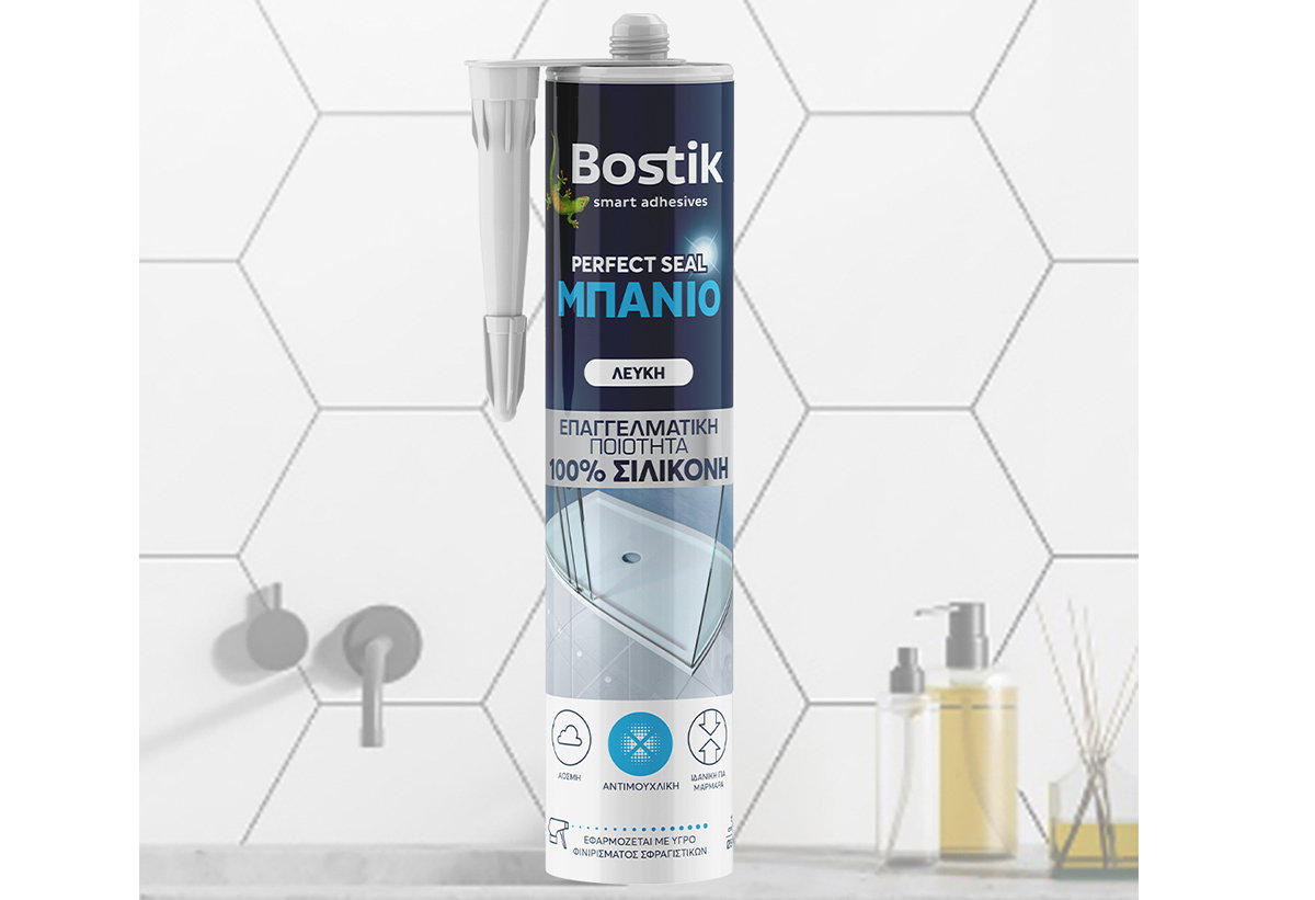 Στη φωτογραφία Η λευκή σιλικόνη bostik