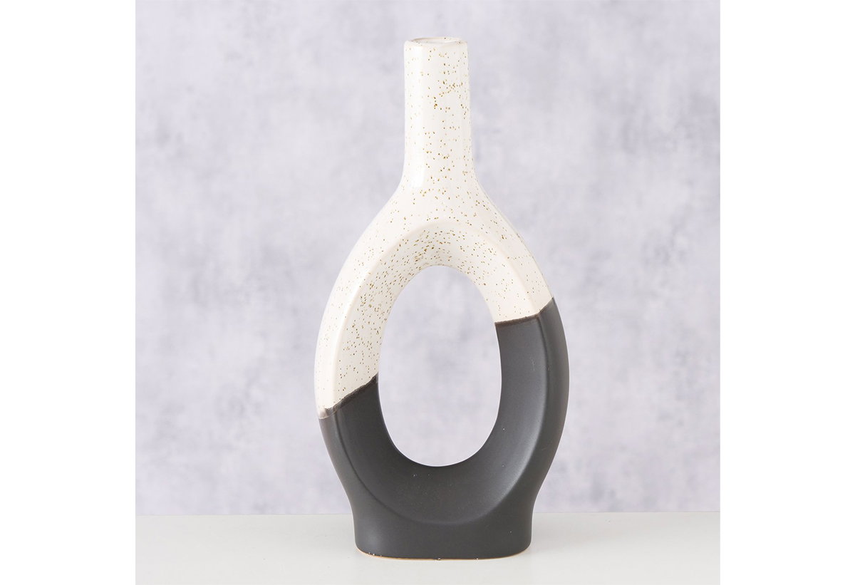 Boltze Βάζο Uniqua 13x26cm Λευκό Μαύρο