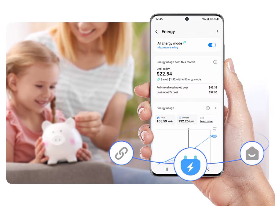 Ένα άτομο χρησιμοποιεί το SmartThings Energy και ελέγχει τη χρήση ενέργειας.