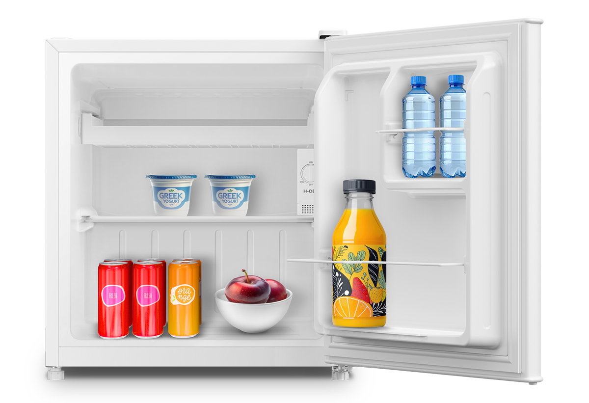 Απεικονίζεται το mini bar γεμάτο τρόφιμα.
