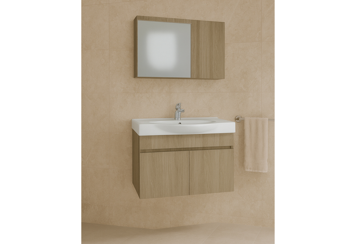 Έπιπλο Μπάνιου με Καθρέπτη Drop Loft 85cm Σκούρο Καφέ