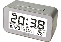 Επιτραπέζιο Ψηφιακό Ρολόι/Ξυπνητήρι Λευκό/Ασημί