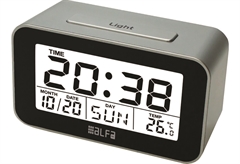 Επιτραπέζιο Ψηφιακό Ρολόι/Ξυπνητήρι Μαύρο/Ασημί