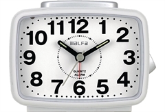 Αναλογικό Ρολόι-Ξυπνητήρι Επιτραπέζιο 2816 Λευκό/Silver Πλαστικό Alfaone