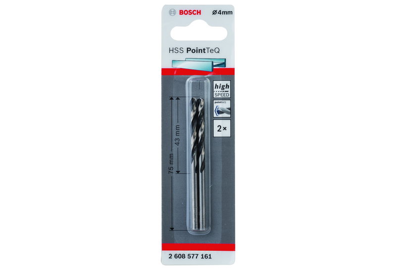 Τρυπάνι Bosch Hss Pointteq Μετάλλου Φ.4/75mm 2 Τεμαχίων
