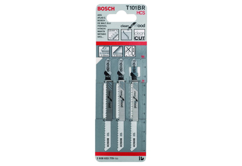 Λάμα Σέγας Bosch `` T '' 101 ΒR Ξύλου 3 Τεμαχίων
