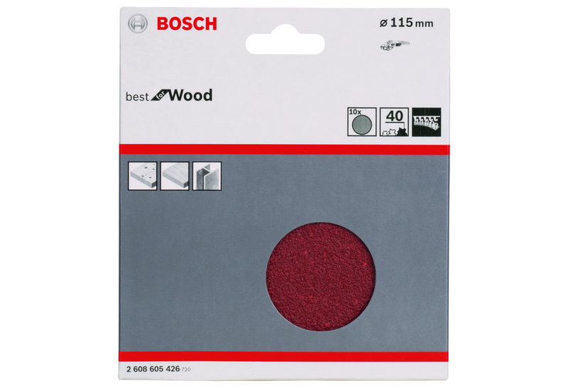 Γυαλόχαρτα Bosch Φ.115mm K40 για Τροχό και Δράπανο 10 Τεμάχια