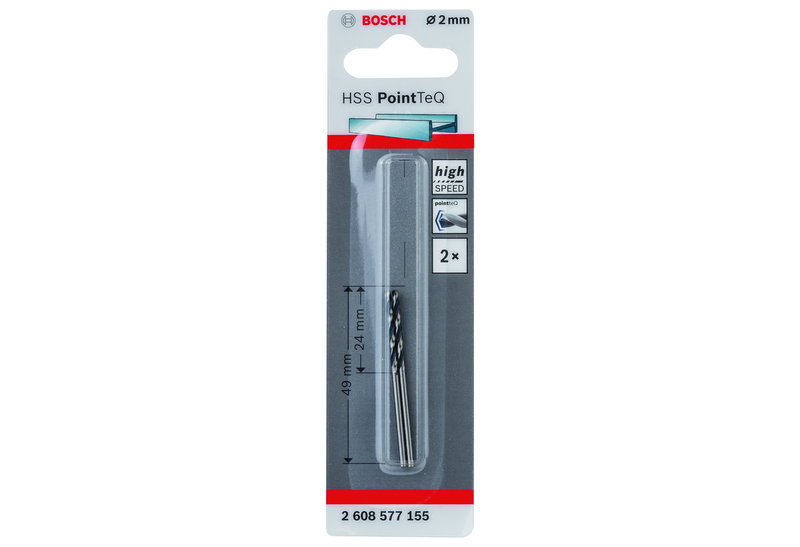Τρυπάνι Bosch Hss Pointteq Μετάλλου Φ.2/49mm 2 Τεμαχίων