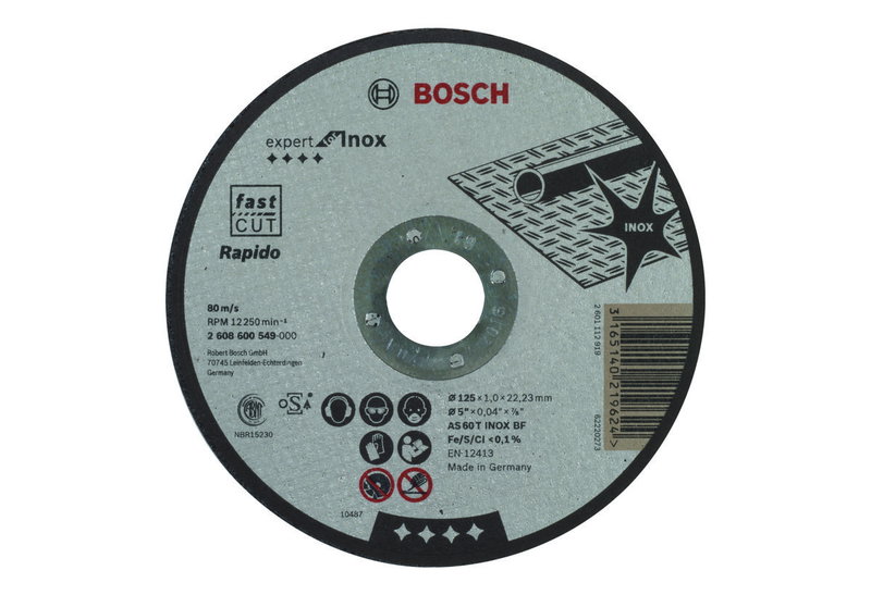 Δίσκος Κοπής Inox Bosch Φ.125X22mm Μετάλλου Rapido