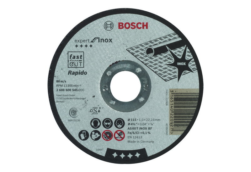 Δίσκος Κοπής Inox Bosch Φ115 1mm Μετάλλου Rapido
