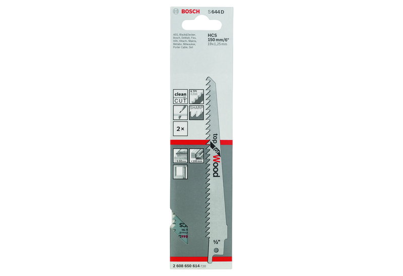 Λάμες Σεγάτσας Bosch S644 D για Ξύλο 2 Τεμαχίων