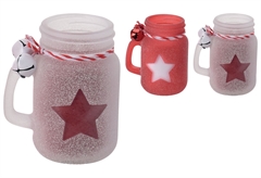 Χριστουγεννιάτικο Βάζο με Κερί Κόκκινο/Λευκό σε Διάφορα Σχέδια