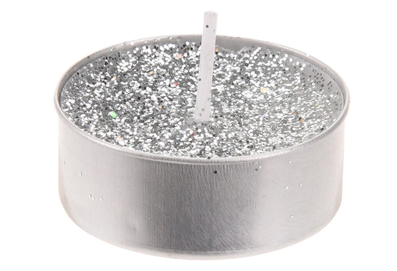 Κερί Ρεσώ με Glitter Ασημί Σετ 8 Τεμαχίων