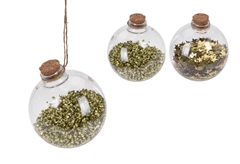 Χριστουγεννιάτικη Μπάλα με Χρυσό Decor Φ.8cm Διάφανη σε Διάφορα Σχέδια