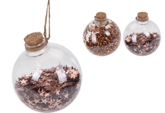 Χριστουγεννιάτικη Μπάλα με Ροζ/Χρυσό Decor Φ.8cm Διάφανη σε Διάφορα Σχέδια