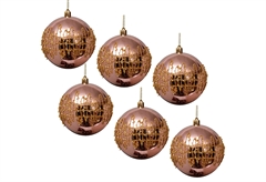 Χριστουγεννιάτικη Μπάλα Φ.8cm Ροζ/Χρυσό Σετ 6 Τεμαχίων
