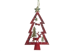 Χριστουγεννιάτικο Στολίδι Δέντρο Ξύλινο Κόκκινο