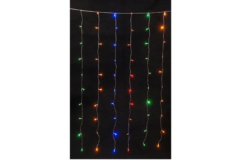Χριστουγεννιάτικα Λαμπάκια 100LED Κουρτίνα Ρεύματος Πολύχρωμο 150cm 1.5x1.5m