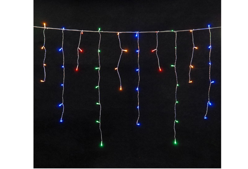 Χριστουγεννιάτικα Λαμπάκια 100LED Κουρτίνα Ρεύματος Πολύχρωμο 150cm Ασύμμετρη