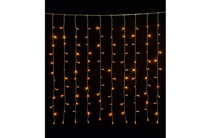 Χριστουγεννιάτικα Λαμπάκια 200LED Κουρτίνα Ρεύματος Θερμό Λευκό 150cm