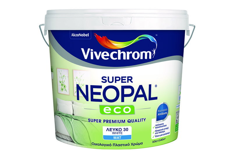 Χρώμα Πλαστικό Vivechrom Super Neopal Eco Λευκό 10lt