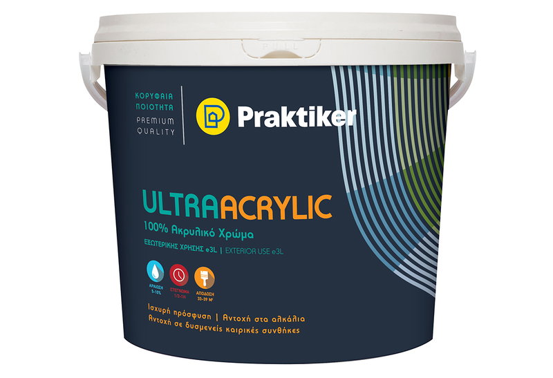 Χρώμα Ακρυλικό Praktiker Ultra Acrylic Λευκό 3lt
