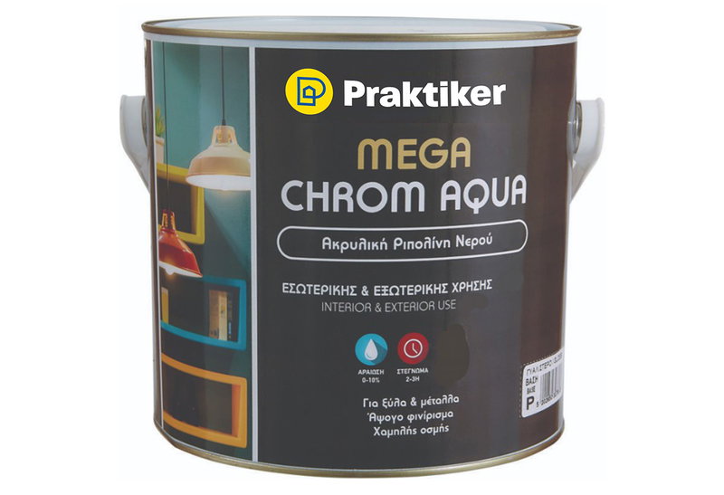 Ριπολίνη Praktiker Mega Chrom Aqua Βάση P 2.5lt Σατινέ