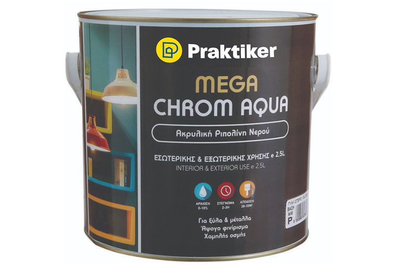 Ριπολίνη Praktiker Mega Chrom Aqua Βάση TR 2.5lt Σατινέ
