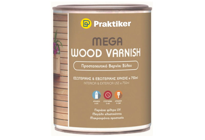 Βερνίκι Ξύλου Praktiker Mega Wood Varnish Teak 750ml Γυαλιστερό