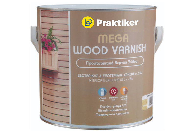 Βερνίκι Ξύλου Praktiker Mega Wood Varnish Μαόνι 2.5lt