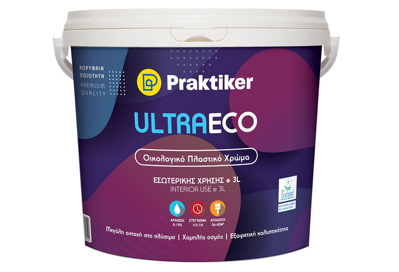 Χρώμα Πλαστικό Praktiker Ultra Eco Λευκό 3lt