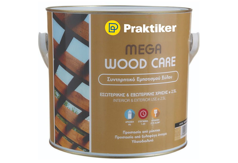 Συντηρητικό Ξύλου Praktiker Mega Wood Care Καρυδιά 2.5lt