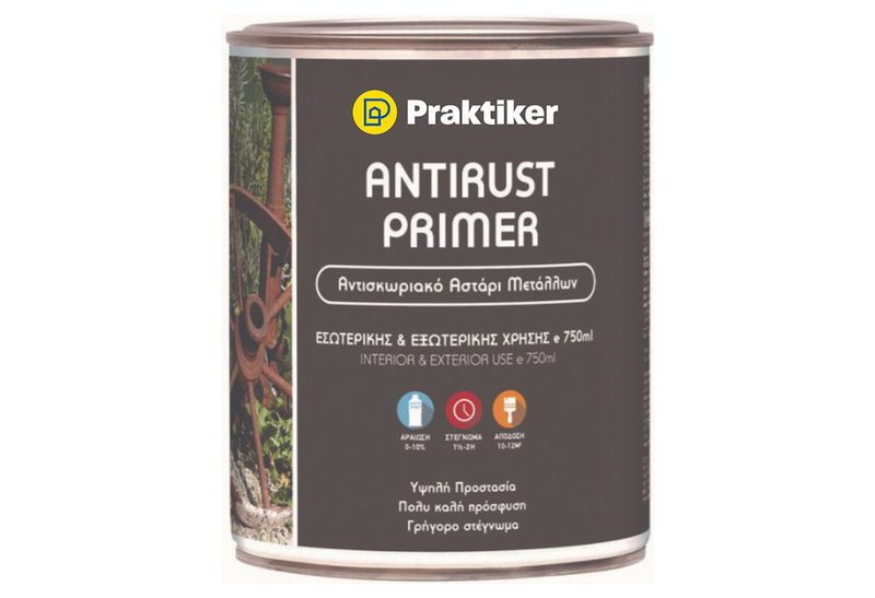 Αστάρι Μετάλλων Praktiker Antirust Primer Γκρι 0,75L