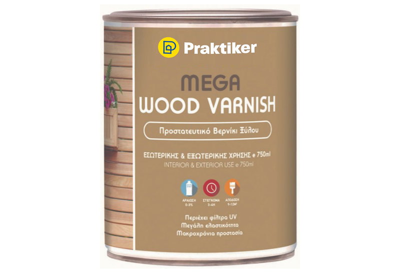 Βερνίκι Ξύλου Praktiker Mega Wood Varnish Καρυδιά 750ml Γυαλιστερό